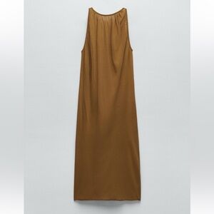 ZARA maxi dress. Unlined. Open criss cross back. Caramel color. Size small.